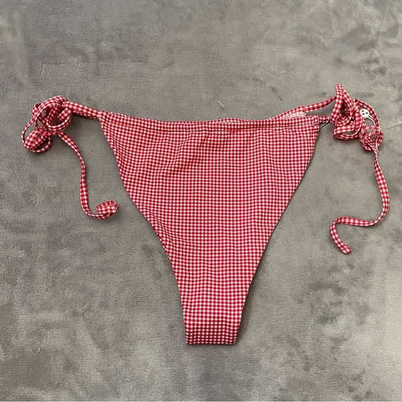 New! Frankie’s Bikinis Red White Tia Skimpy Gingham Bikini Bottom 4660 - Picture 3 of 7